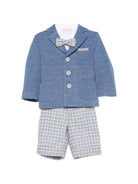 Set giacca camicia pantaloni e papillon per neonato Colorichiari blu con motivo a quadri MN508715 5012 64 COLORICHIARI 