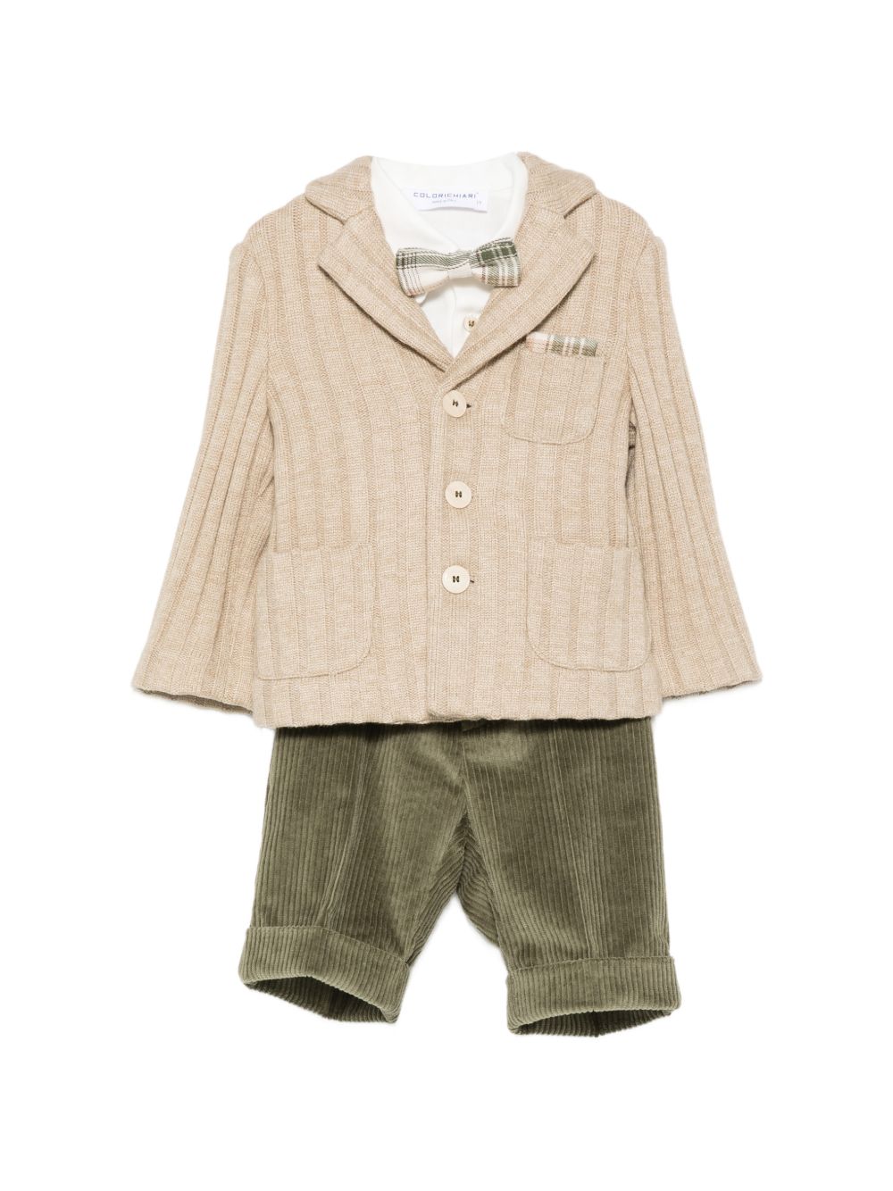 Set giacca camicia pantaloni e papillon per neonato Colorichiari multicolore con trama a coste MN508720 4989 26 COLORICHIARI 