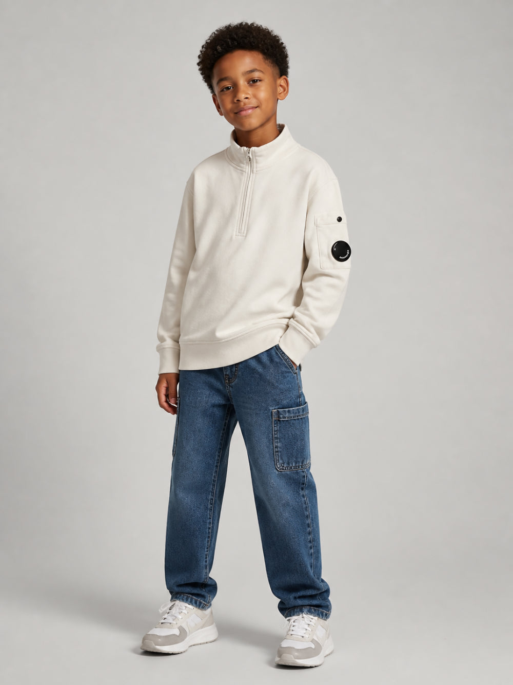 Felpa per bambino C.P.Company grigio con zip CMF01PLCA76 10024 C.P.COMPANY KIDS 