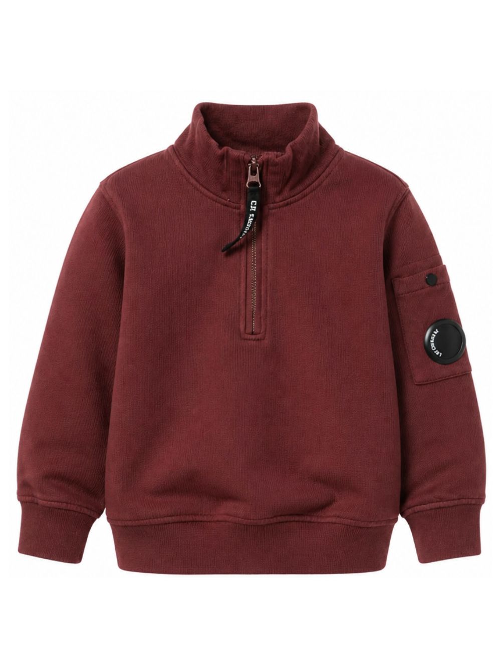 Felpa per bambino C.P.Company Kids rossa con collo alto e con chiusura a zip corta<BR/> CMF01PLCA76 51686 C.P.COMPANY KIDS 