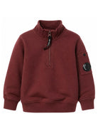 Felpa per bambino C.P.Company Kids rossa con collo alto e con chiusura a zip corta<BR/> CMF01PLCA76 51686 C.P.COMPANY KIDS 