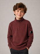 Felpa per bambino C.P.Company Kids rossa con collo alto e con chiusura a zip corta<BR/> CMF01PLCA76 51686 C.P.COMPANY KIDS 
