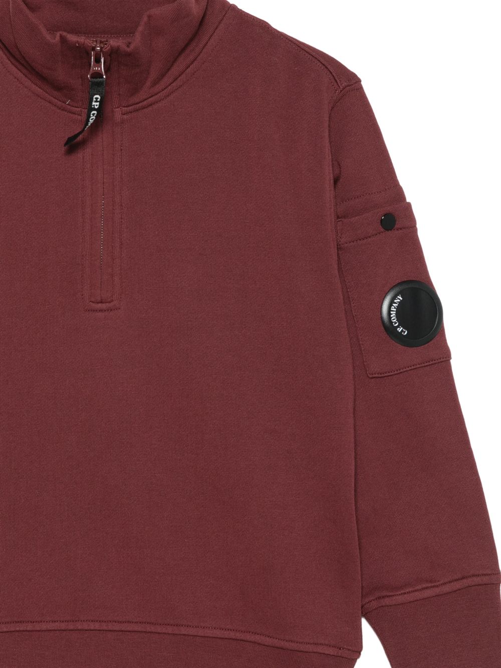 Felpa per bambino C.P.Company Kids rossa con collo alto e con chiusura a zip corta<BR/> CMF01PLCA76 51686 C.P.COMPANY KIDS 