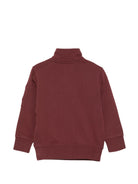 Felpa per bambino C.P.Company Kids rossa con collo alto e con chiusura a zip corta<BR/> CMF01PLCA76 51686 C.P.COMPANY KIDS 