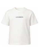 T-shirt per bambino C.P. Company Kids bianca con logo sul davanti CMM00ULAA17 10135 C.P.COMPANY KIDS 
