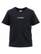 T-shirt per bambino C.P. Company Kids blu con logo stampato sul davanti CMM00ULAA17 41150 C.P.COMPANY KIDS 