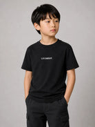 T-shirt per bambino C.P. Company Kids blu con logo stampato sul davanti CMM00ULAA17 41150 C.P.COMPANY KIDS 