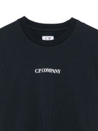 T-shirt per bambino C.P. Company Kids blu con logo stampato sul davanti CMM00ULAA17 41150 C.P.COMPANY KIDS 
