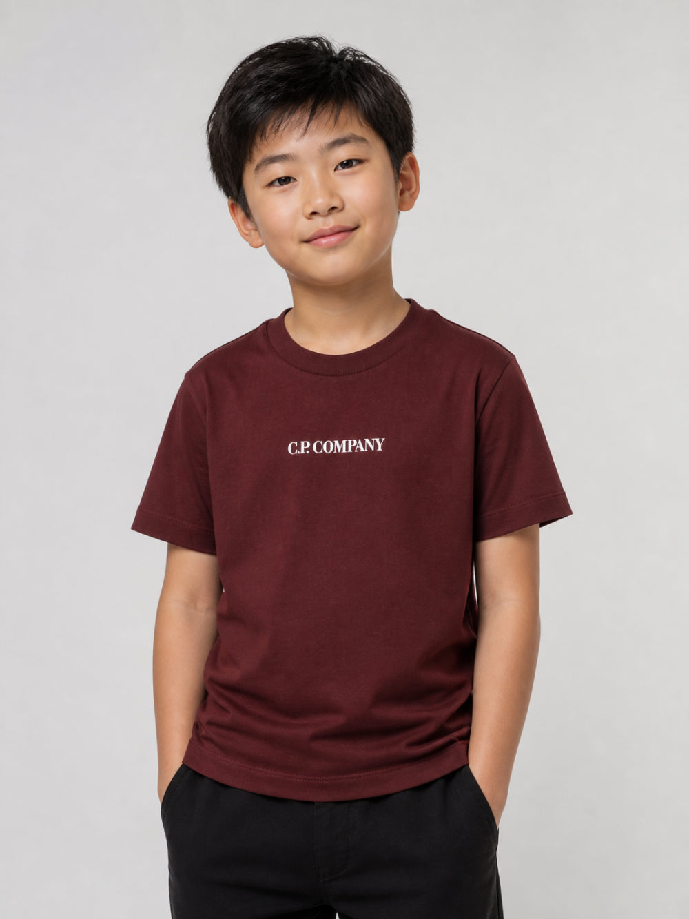 T-shirt per bambino C.P Company Kids bordeaux a maniche corte CMM00ULAA17 51686 C.P.COMPANY KIDS 
