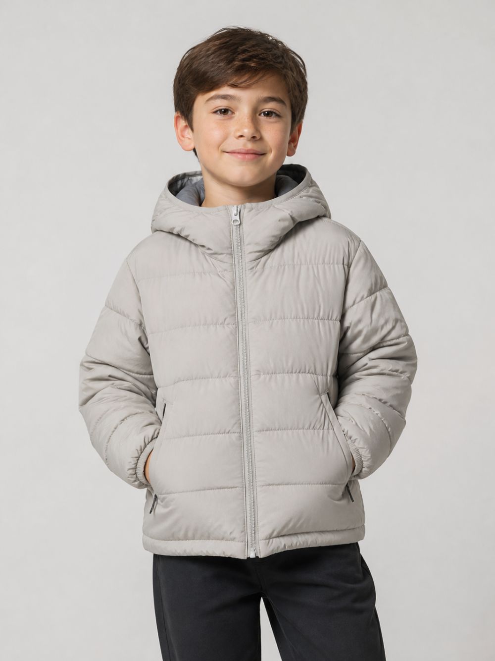 Giubbino per bambin C.P. Company Kids grigio con cappuccio classico CMS01BL3C00 61820 C.P.COMPANY KIDS 