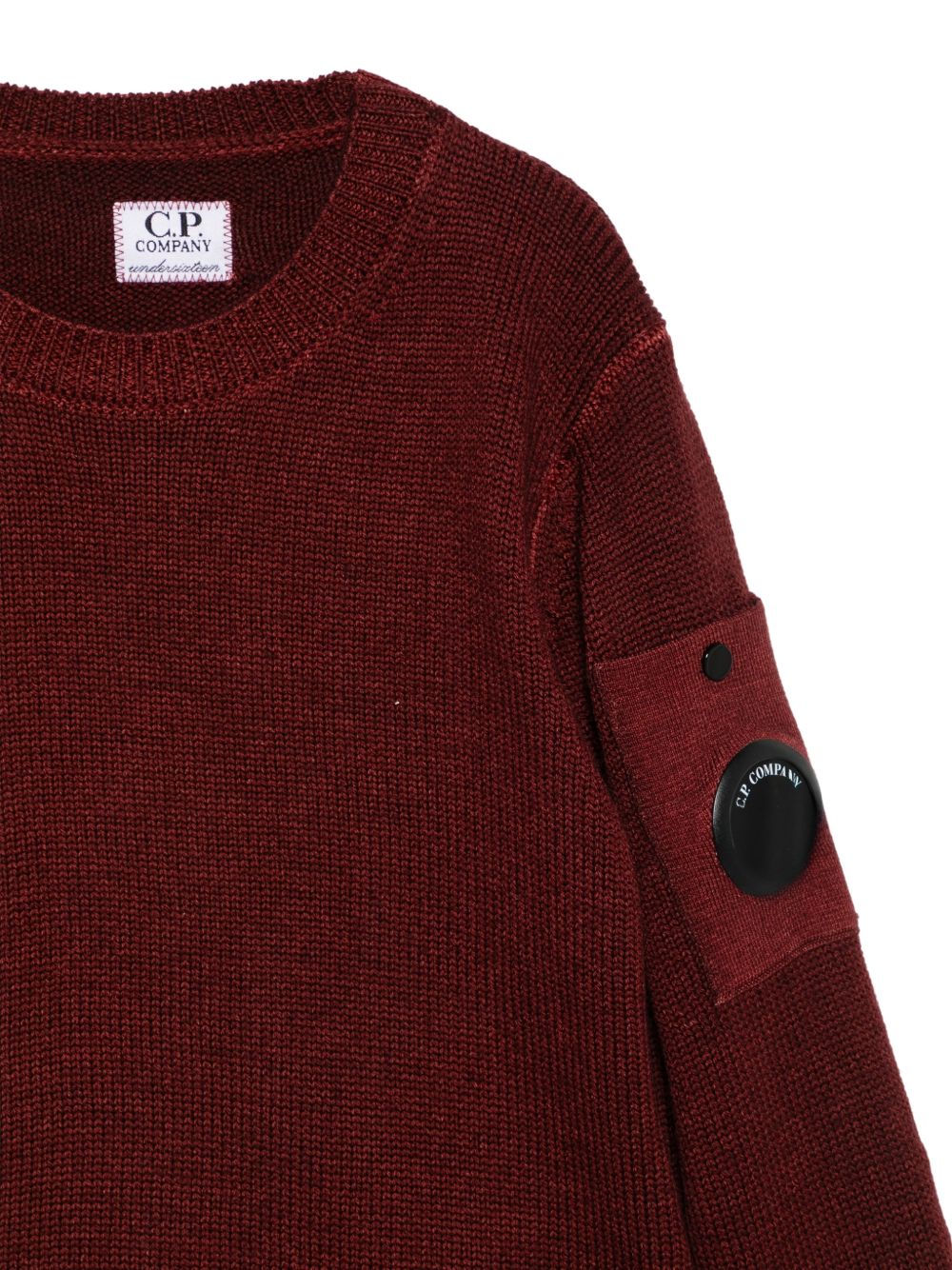 Maglione per bambino C.P. Company Kids bordeaux con applicazione sulla manica CNW00ALHC01 51686 C.P.COMPANY KIDS 