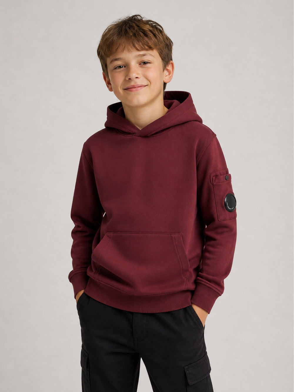 Felpa per bambino C.P.Company rosso con cappuccio<BR/><BR/> COF00YLCA76 51686 C.P.COMPANY KIDS 