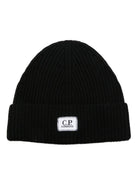 Berretto per bambino C.P. Company Kids nero con applicazione logo CPX009LHE71 60100 C.P.COMPANY KIDS 