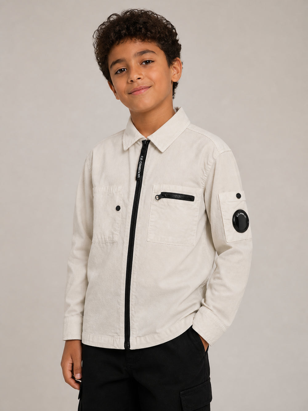 Camicia per bambino C. P. Company Kids beige in velluto a coste CUC00QLVC00 10024 C.P.COMPANY KIDS 