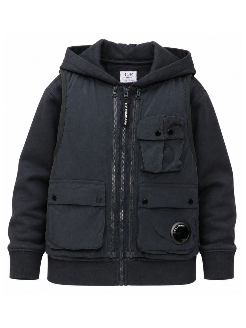Felpa per bambino C.P.Company Kids nero con dettaglio lente sul davanti CUF024LCA76 41150 C.P.COMPANY KIDS 