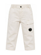 Pantaloni per bambino C.P. Company Kids beige con vita elasticizzata CUP01JLVC00 10024 C.P.COMPANY KIDS 