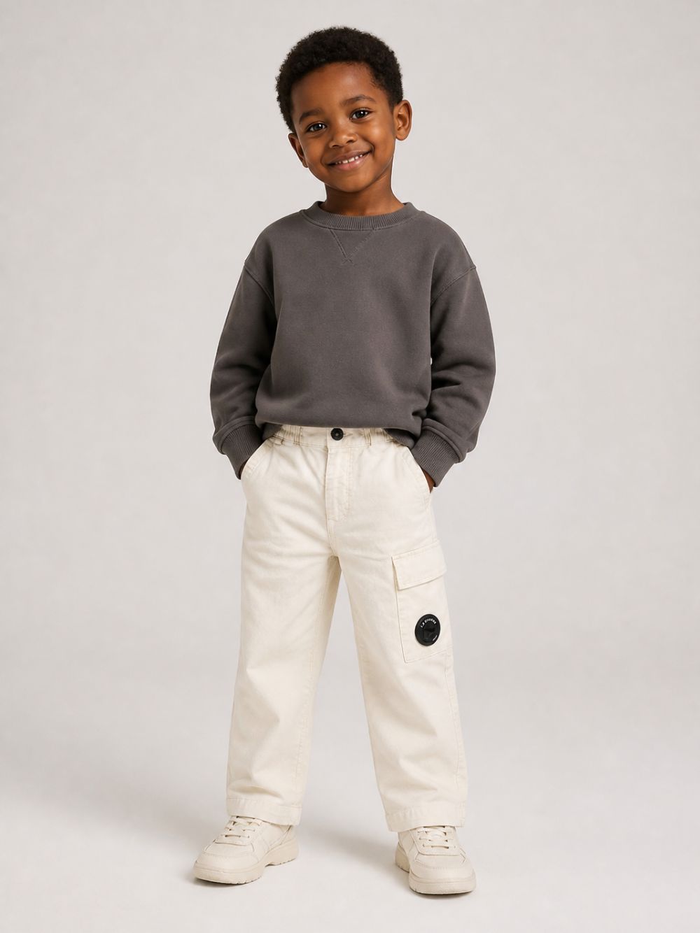 Pantaloni per bambino C.P. Company Kids beige con vita elasticizzata CUP01JLVC00 10024 C.P.COMPANY KIDS 