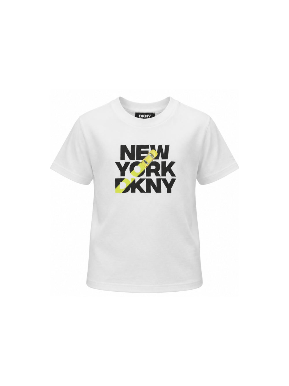 T-shirt per bambino DKNY Kids bianca con logo sul davanti D62873 10P DKNY KIDS 
