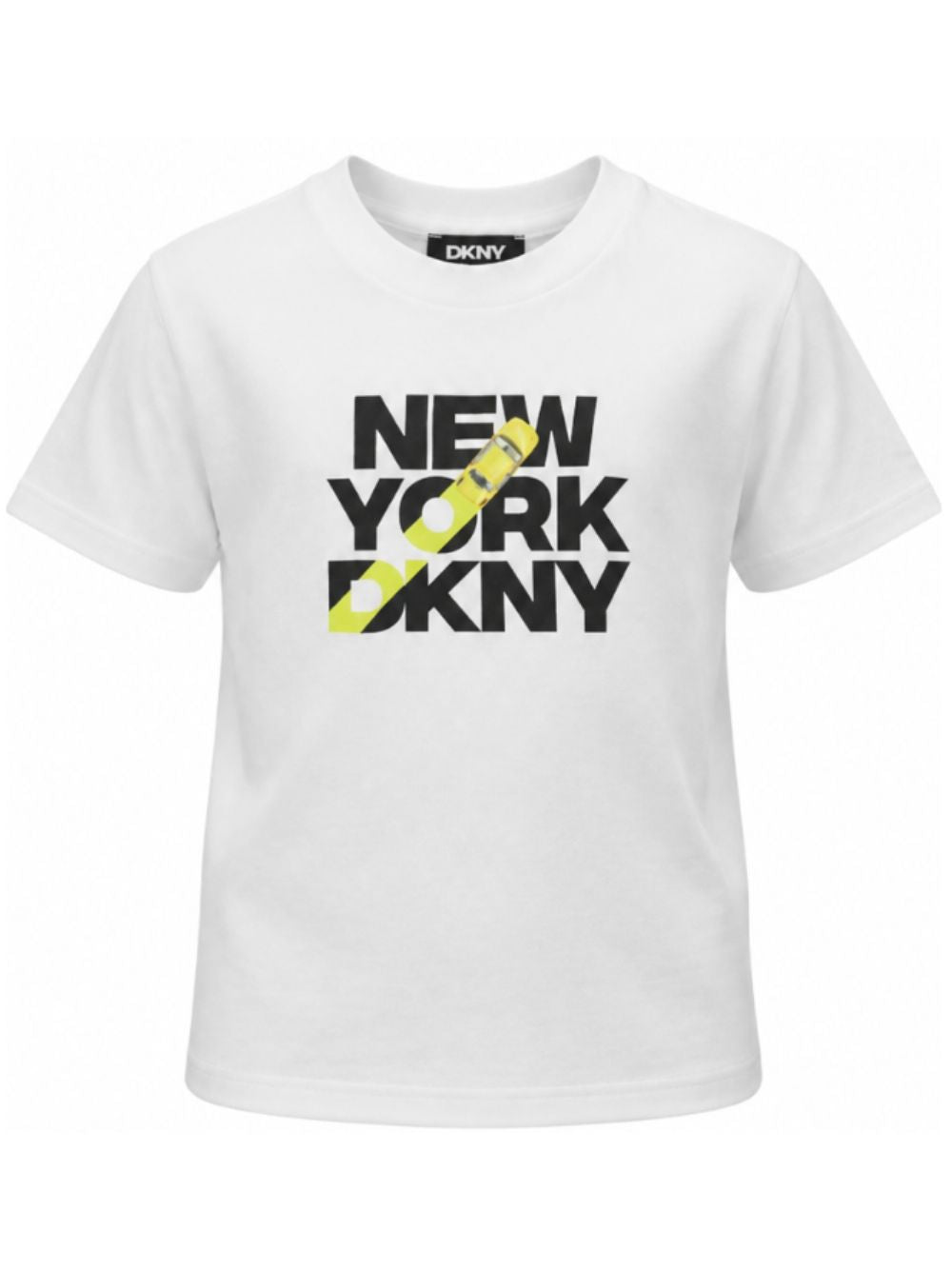 T-shirt per bambino DKNY Kids bianca con logo sul davanti D62873 10P DKNY KIDS 