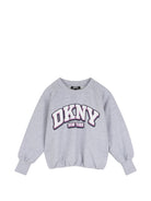 Felpa per bambina DKNY Kids grigia con applicazione logo D62905 A32 DKNY KIDS 