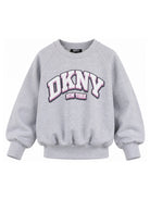 Felpa per bambina DKNY Kids grigia con applicazione logo D62905 A32 DKNY KIDS 