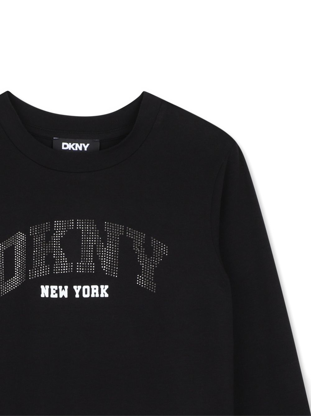 T-shirt per bambina Dkny Kids nera con logo glitterato D62910 09B DKNY KIDS 