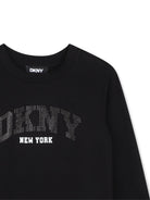 T-shirt per bambina Dkny Kids nera con logo glitterato D62910 09B DKNY KIDS 
