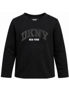 T-shirt per bambina Dkny Kids nera con logo glitterato D62910 09B DKNY KIDS 