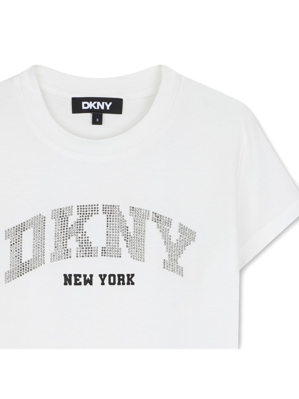 T-shirt per bambina DKNY Kids bianca con dettagli con strass D62912 117 DKNY KIDS 