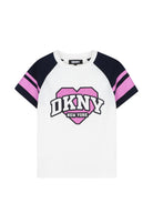 T-shirt per bambina Dkny Kids bianca con stampa grafica D62915 117 DKNY KIDS 