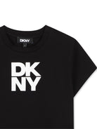 T-shirt per bambina Dkny kids nera con stampa logo D62916 09B DKNY KIDS 