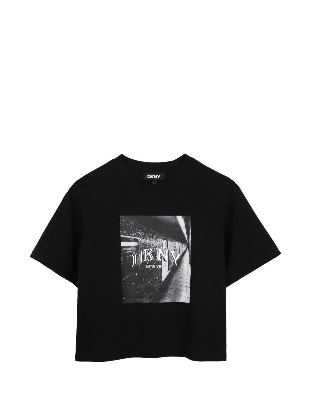 T-shirt per bambina DKNY Kids nera con stampa grafica D62919 09B DKNY KIDS 