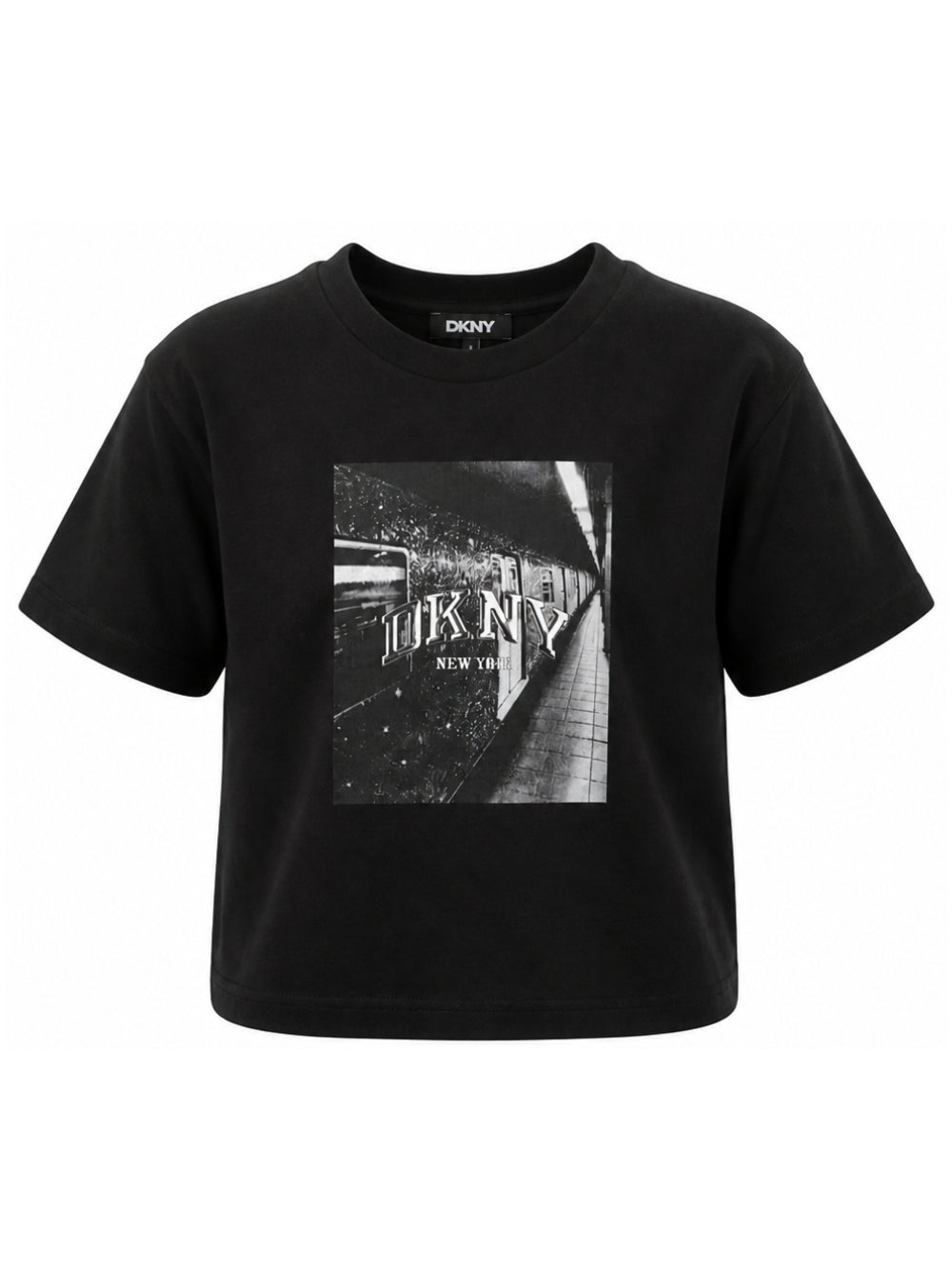 T-shirt per bambina DKNY Kids nera con stampa grafica D62919 09B DKNY KIDS 