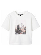 T-shirt per bambina DKNY Kids bianca con stampa grafica D62919 117 DKNY KIDS 