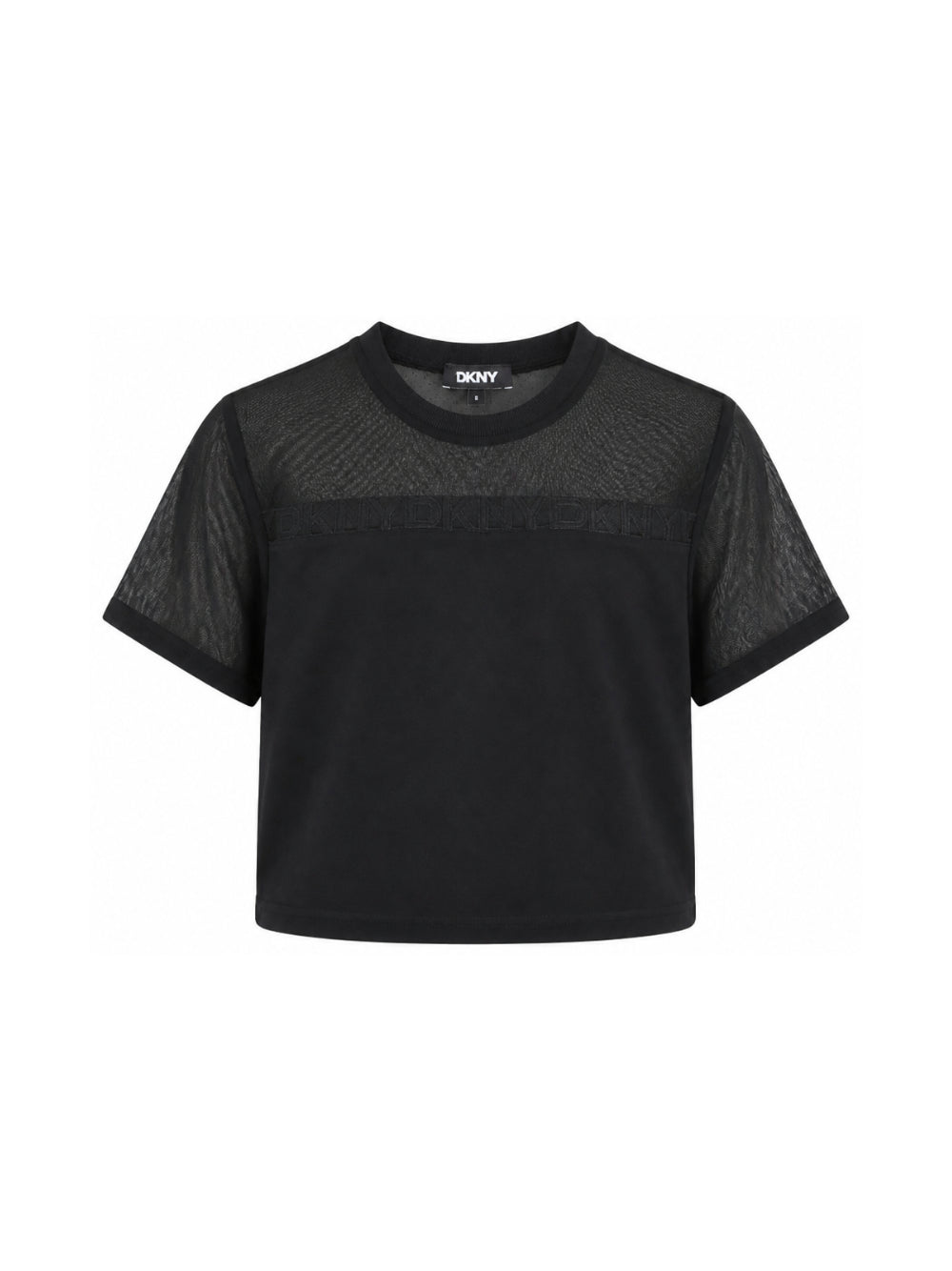 T-shirt per bambina DKNY Kids nera con design crop D62921 09B DKNY KIDS 