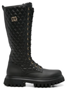 Stivali per bambina Dolce & Gabbana Kids neri stringati trapuntati D11430 A0773 8B956 DOLCE & GABBANA KIDS 