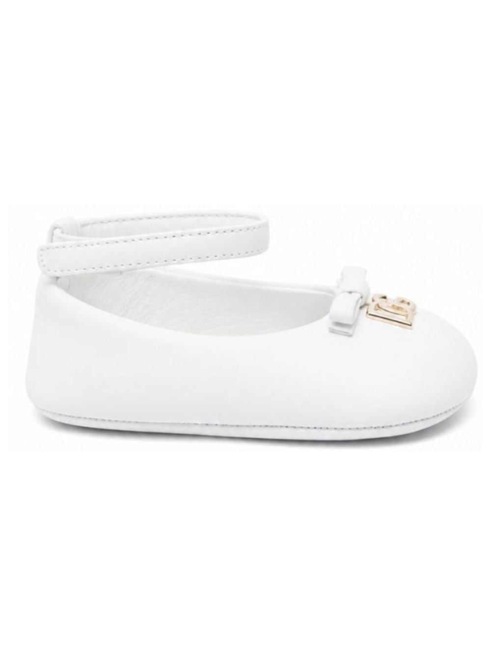 Ballerine per neonata Dolce & Gabbana Kids bianche con placca logo DK0065 AB793 80001 DOLCE & GABBANA KIDS 
