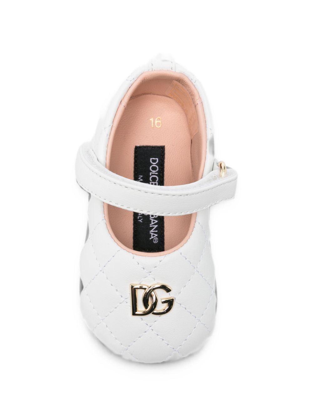 Ballerine per neonata Dolce & Gabbana Kids bianche con logo dorato sul davanti DK0174 A3M31 80002 DOLCE & GABBANA KIDS 
