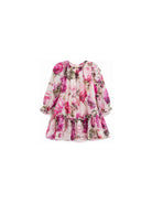Abito per neonata Dolce & Gabbana Kids rosa a fiori con ruches L24DW3 G7Q0F HF6FZ DOLCE & GABBANA KIDS 