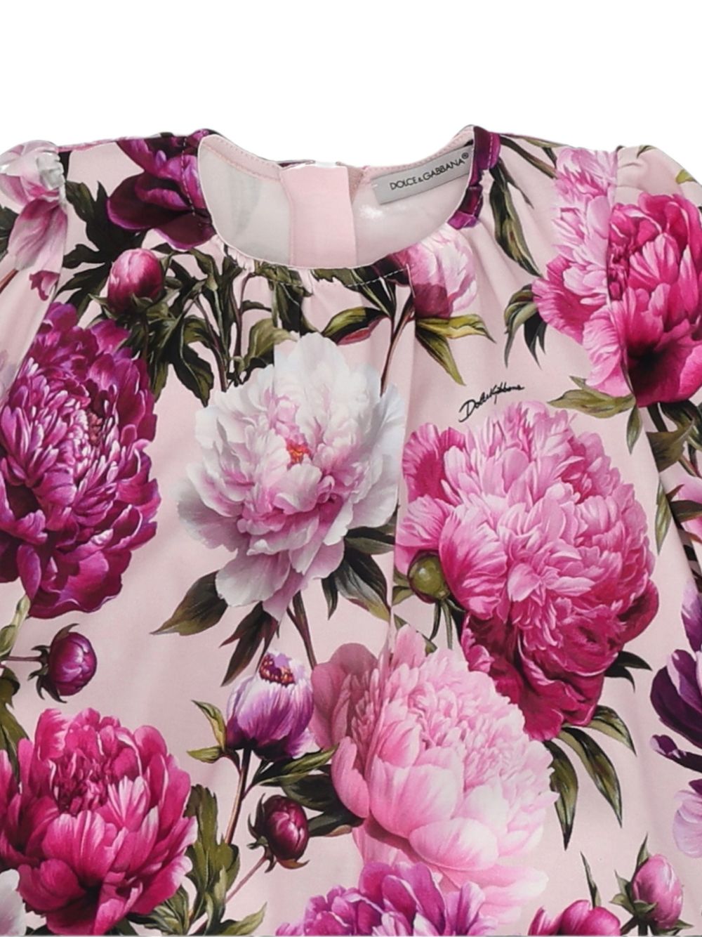 Abito per neonata Dolce & Gabbana Kids rosa con stampa peonie L2JD9G G7Q0D HF6FZ DOLCE & GABBANA KIDS 