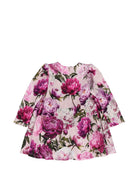 Abito per neonata Dolce & Gabbana Kids rosa con stampa peonie L2JD9G G7Q0D HF6FZ DOLCE & GABBANA KIDS 