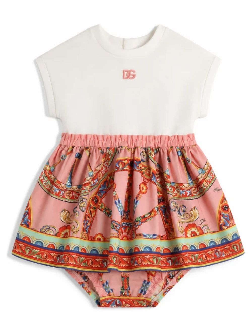Abito per neonata Dolce & Gabbana Kids multicolore con stampa Carretto Siciliano L2JDAU G7P5S S9000 DOLCE & GABBANA KIDS 