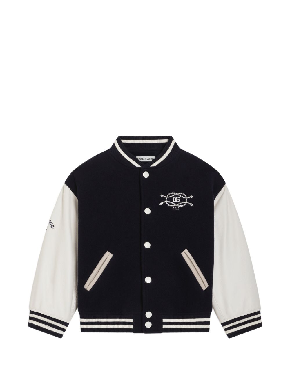 Bomber per bambino Dolce & Gabbana Kids nero con manicotti in pelle L42BA3 G7QNE S9000 DOLCE & GABBANA KIDS 