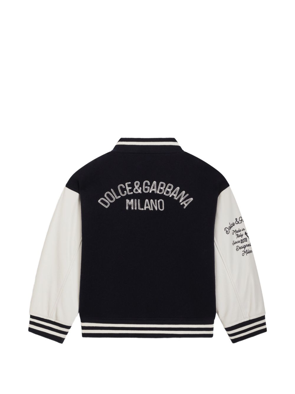 Bomber per bambino Dolce & Gabbana Kids nero con manicotti in pelle L42BA3 G7QNE S9000 DOLCE & GABBANA KIDS 
