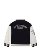 Bomber per bambino Dolce & Gabbana Kids nero con manicotti in pelle L42BA3 G7QNE S9000 DOLCE & GABBANA KIDS 