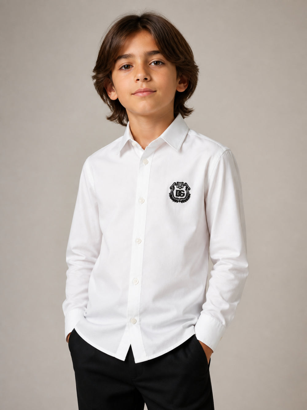 Camicia per bambino Dolce & Gabbana Kids bianca con colletto classico L43S23 G7P6F W0800 DOLCE & GABBANA KIDS 