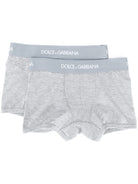 Set di due boxer per bambino Dolce & Gabbana Kids grigi con logo sul davanti L4J701 G7OCT S8290 DOLCE & GABBANA KIDS 