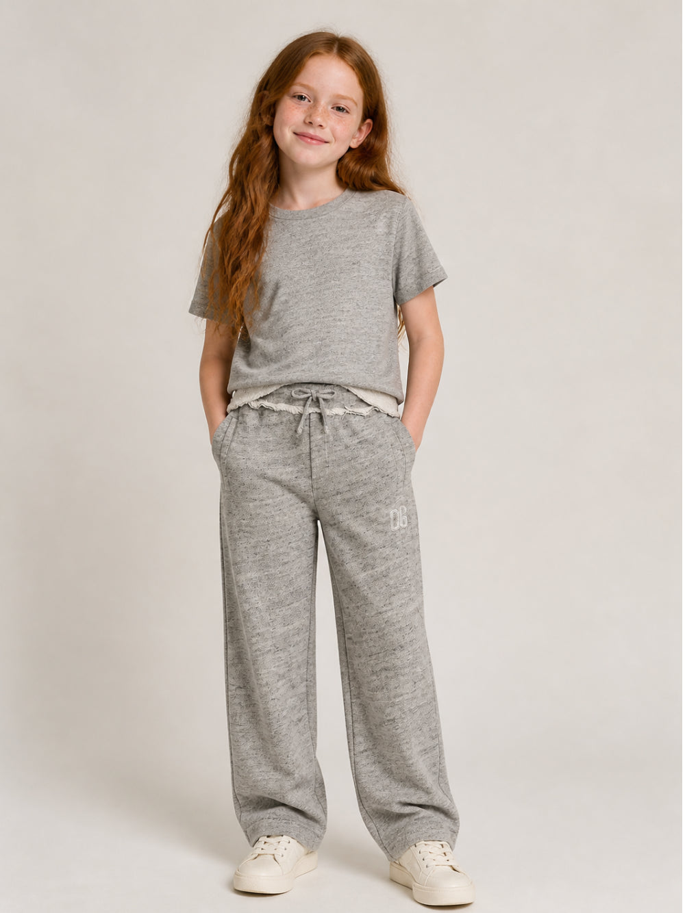 Pantaloni per bambina Dolce & Gabbana Kids grigio in pile L4JPLY HU7Y4 S8298 DOLCE & GABBANA KIDS 