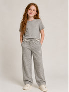Pantaloni per bambina Dolce & Gabbana Kids grigio in pile L4JPLY HU7Y4 S8298 DOLCE & GABBANA KIDS 