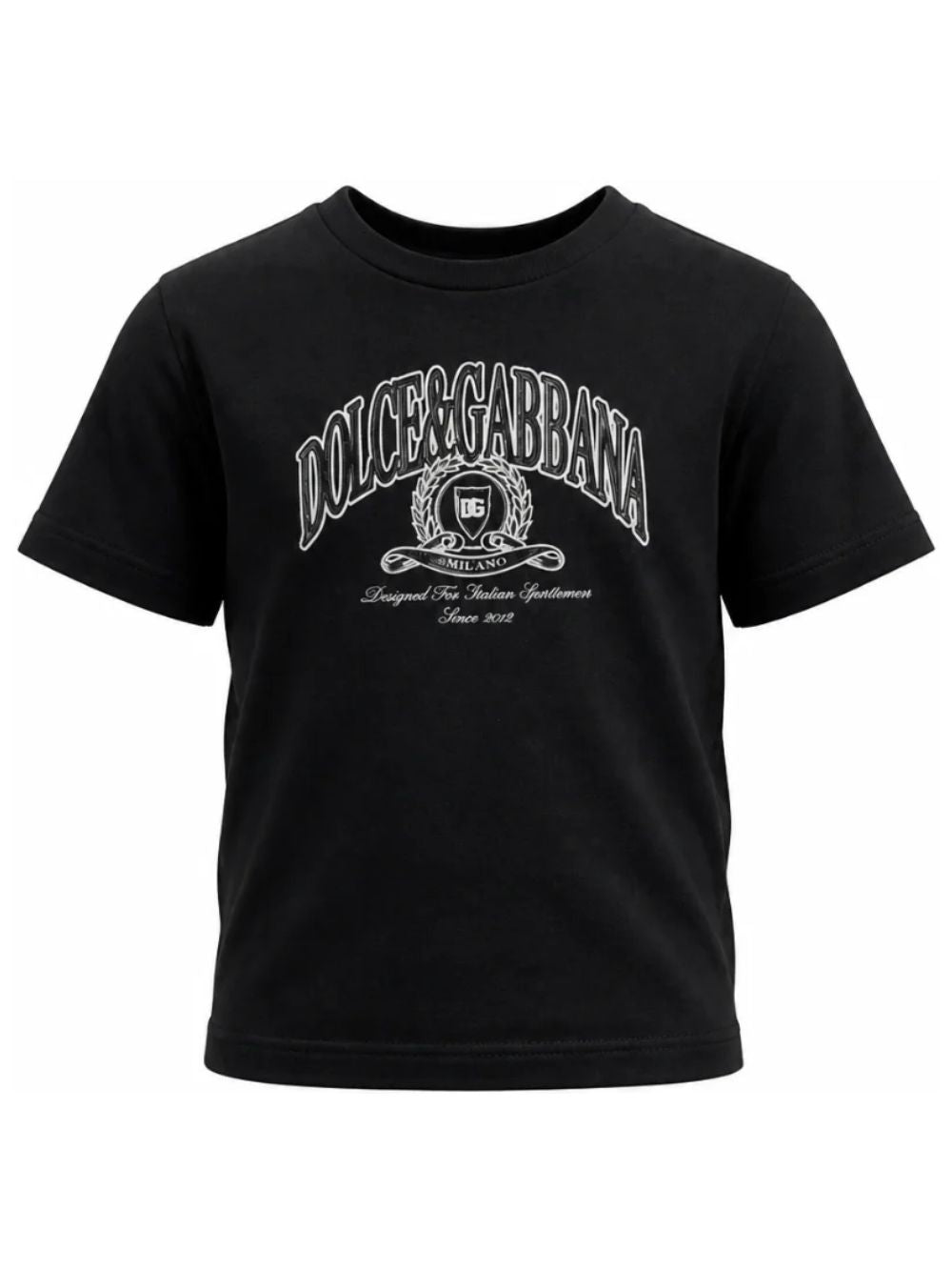 T-shirt per bambino Dolce & Gabbana Kids nera con logo sul davanti L4JTHV G7P8B B6712 DOLCE & GABBANA KIDS 